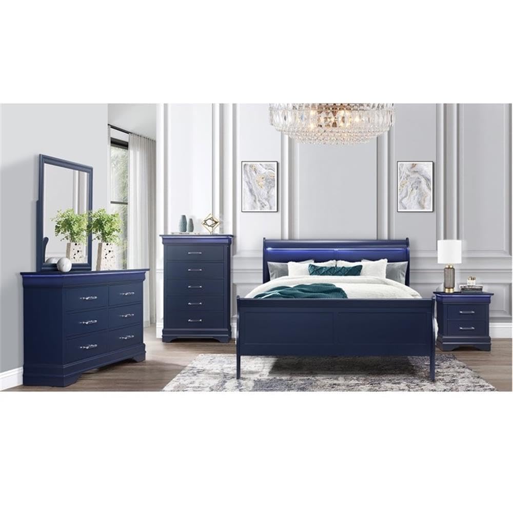 Global Furniture USA Charlie Blue Square Mirror - Modern Wall Decor for Living Room, Bedroom & Bathroom | Stylish Home Accent