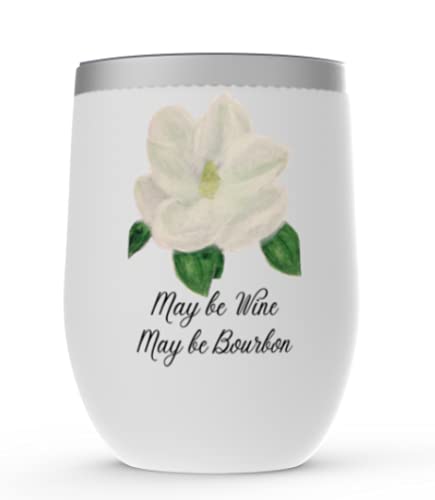 Magnolia Insulated Wine Tumbler - 20oz Stainless Steel Stemless Wine Glass for Chardonnay, Bourbon & Cocktails - Perfect for Picnics, Parties & Outdoor Dining