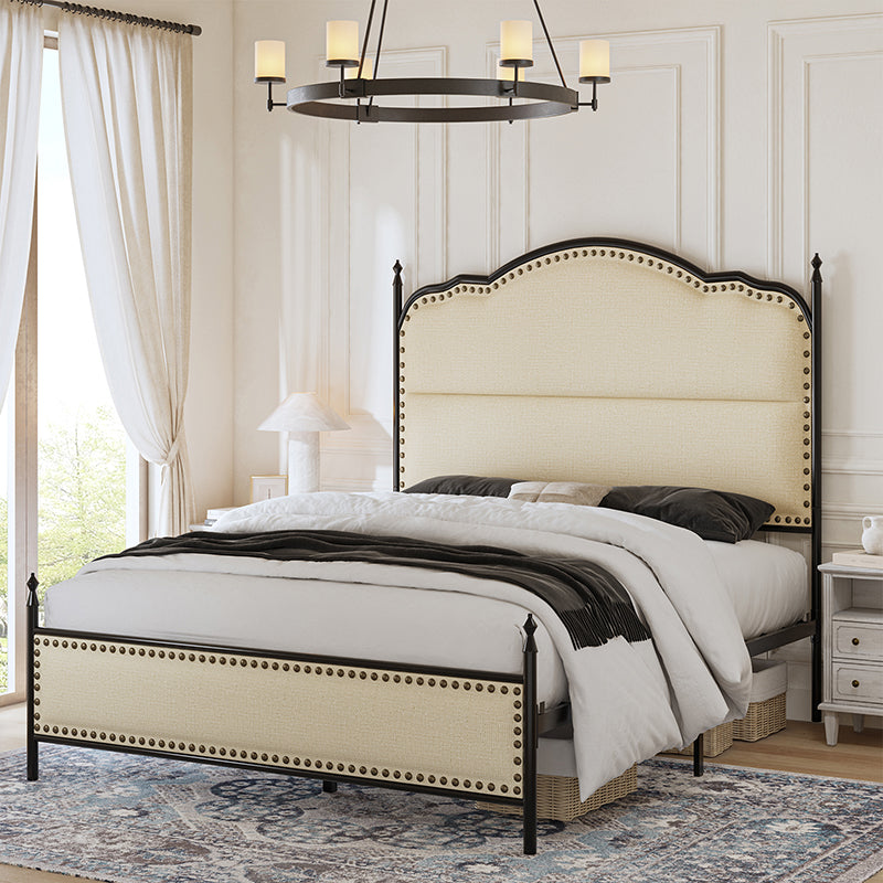 Ernesto 61 Industrial King & Queen Size Platform Bed Frame - Modern Metal & Wood Design for Bedroom, Guest Room, Loft or Studio Apartment