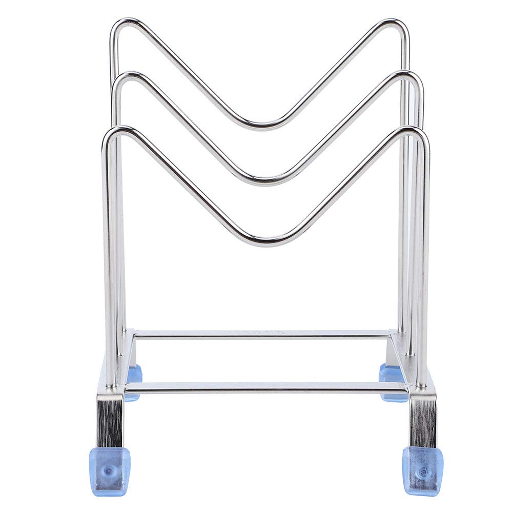 Sturdy 2-Tier Plate & Pot Lid Organizer Rack - Non-Slip Kitchen Storage Stand (5.8x6.7x7.5in) - Space-Saving Cabinet & Countertop Organizer for Pots, Pans & Dishes