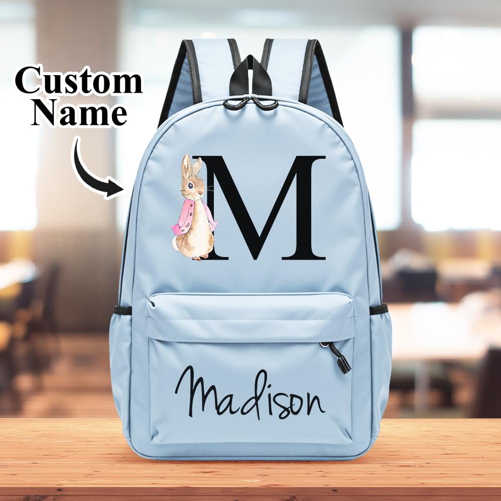 Custom Personalized Kids Backpack with Name - Rabbit Design School Backpack for Boys & Girls, Laptop Backpack for Travel & School Supplies | Perfect for School, Travel & Daily Use