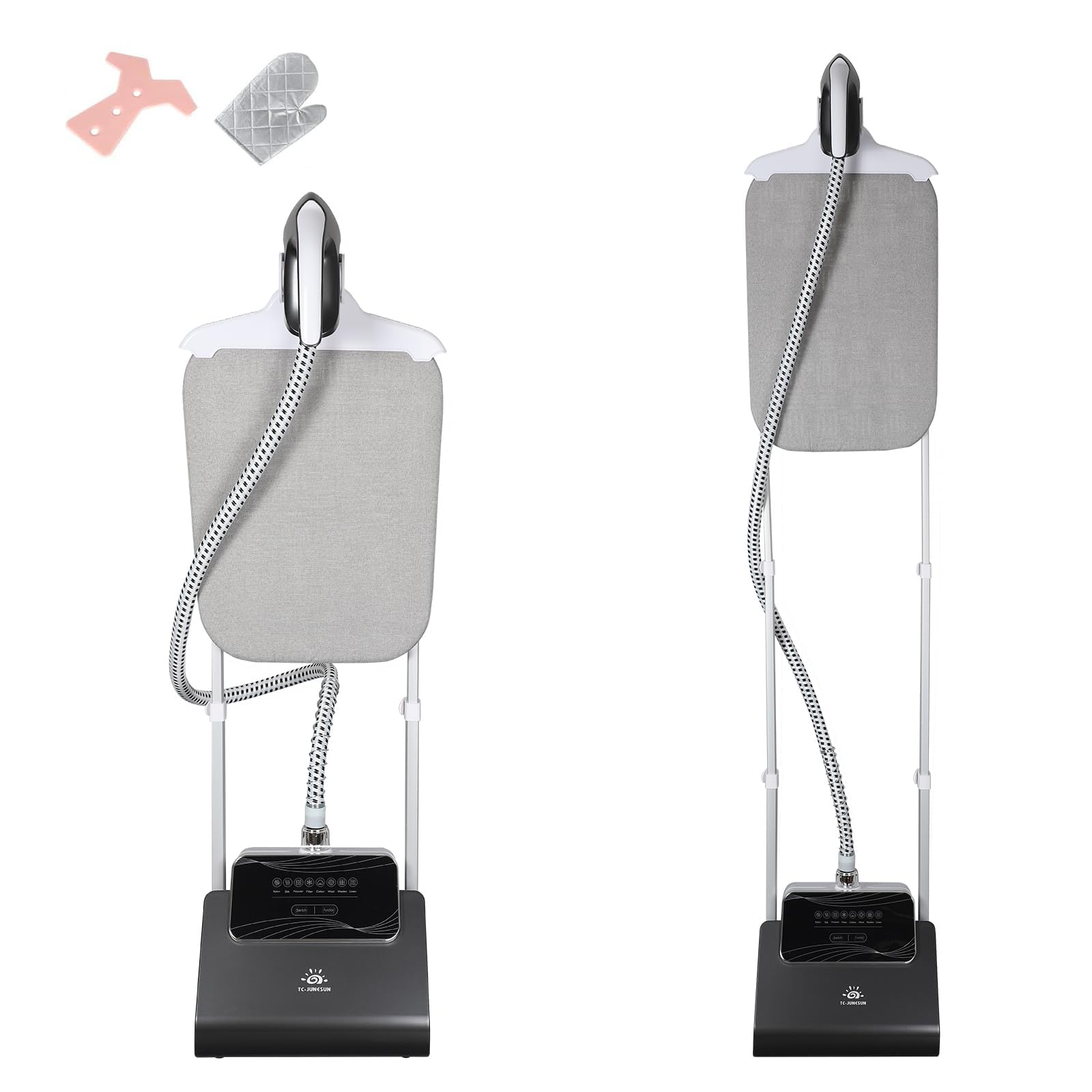 1500W Professional Garment Steamer with Adjustable Ironing Board - 90 Min Steam Time, 8 Steam Levels & 2.5L Water Tank - Perfect for Home, Travel & Business Use - Black