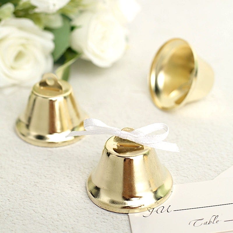 24 Mini Silver Kissing Bells - Elegant Wedding Favors, Bridal Shower Gifts, Christmas Party Decorations - Perfect for Table Decor, DIY Crafts, and Special Occasions