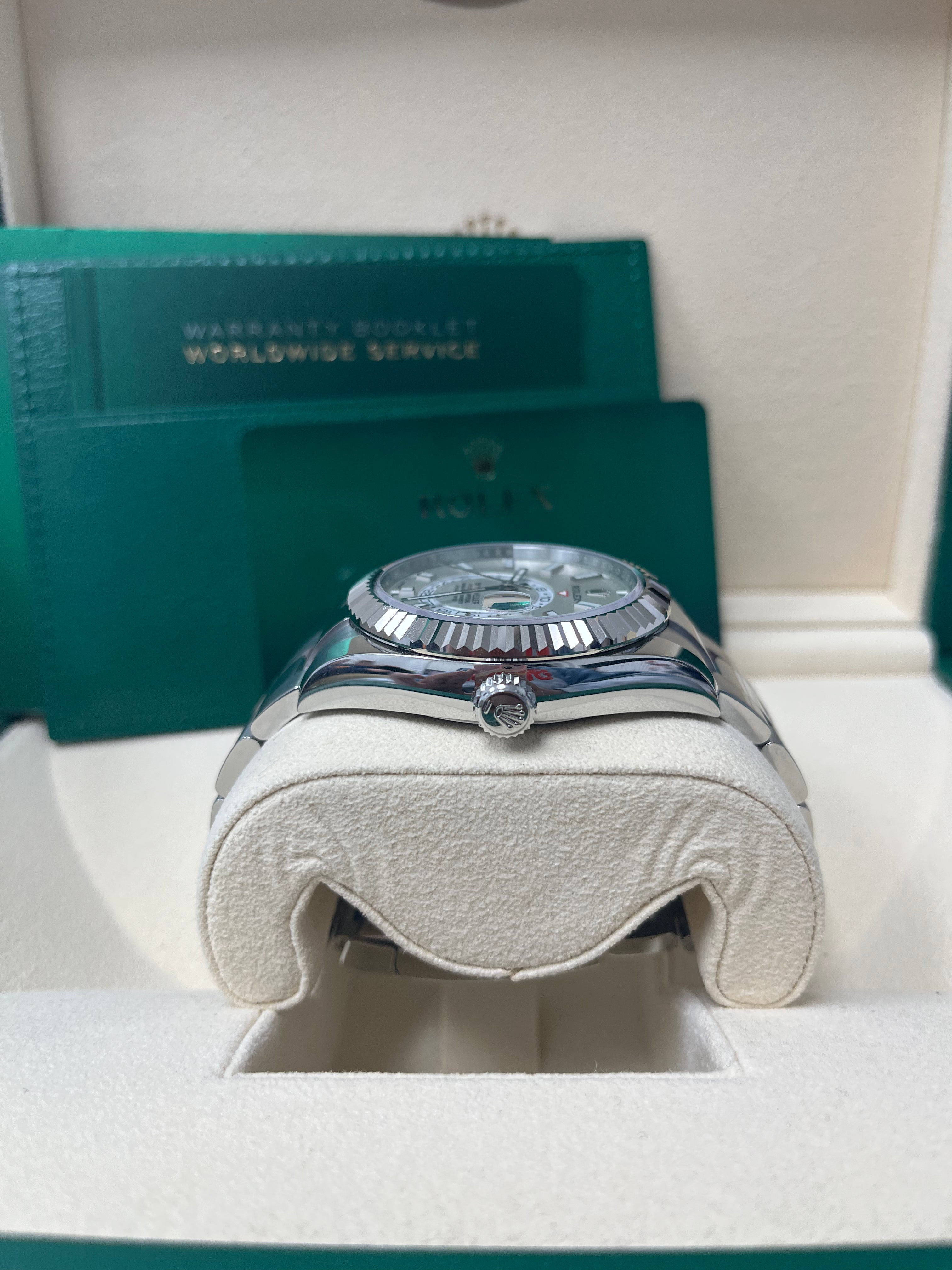 Rolex Sky Dweller 42mm White Gold & Steel Watch with White Index Dial & Oyster Bracelet (Ref# 326934) - Luxury Dress Watch for Business & Formal Occasions