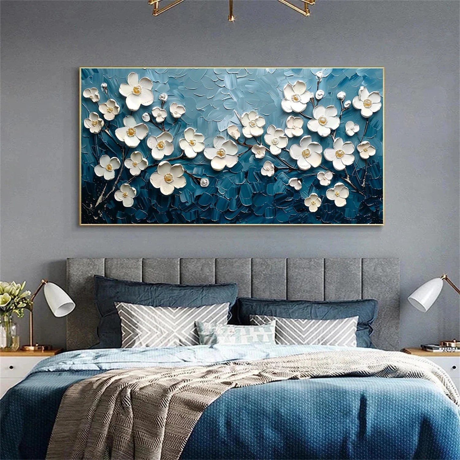 Flower and Tree Painting #FT117 - Handmade Canvas Art for Home & Office Decor | Perfect for Living Room, Bedroom, and Gift Giving
