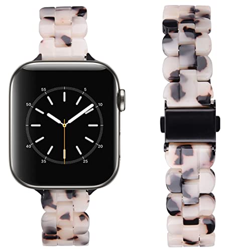 V-MORO Slim Resin Band Compatible with Apple Watch Series 6/SE/5/4/3/2/1 (40mm/38mm/44mm/42mm) - Lightweight Thin Strap with Metal Buckle for Women - Perfect for Workouts, Office & Everyday Wear