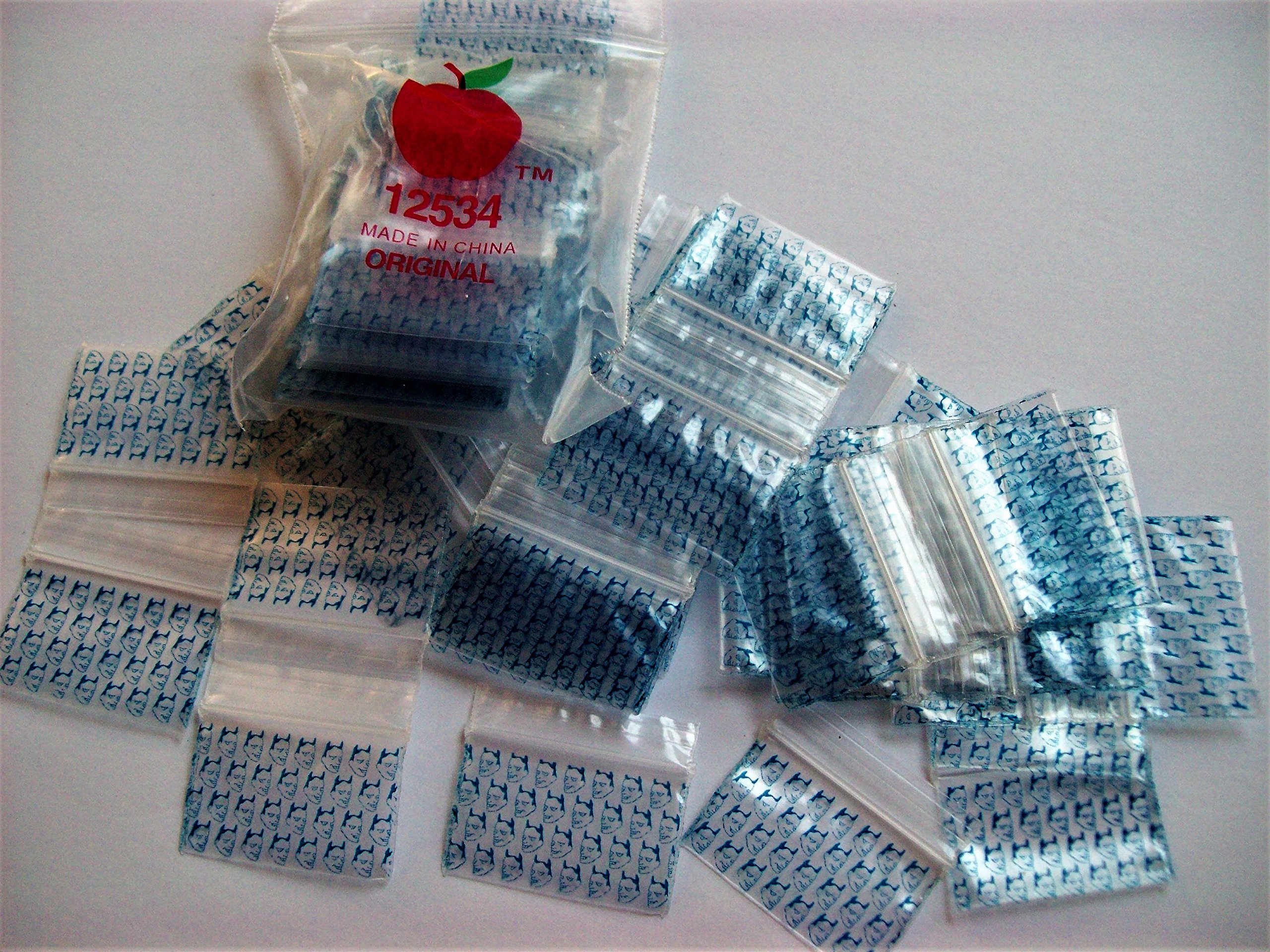 600 Pack Printed Mini Resealable Bags - 1.25