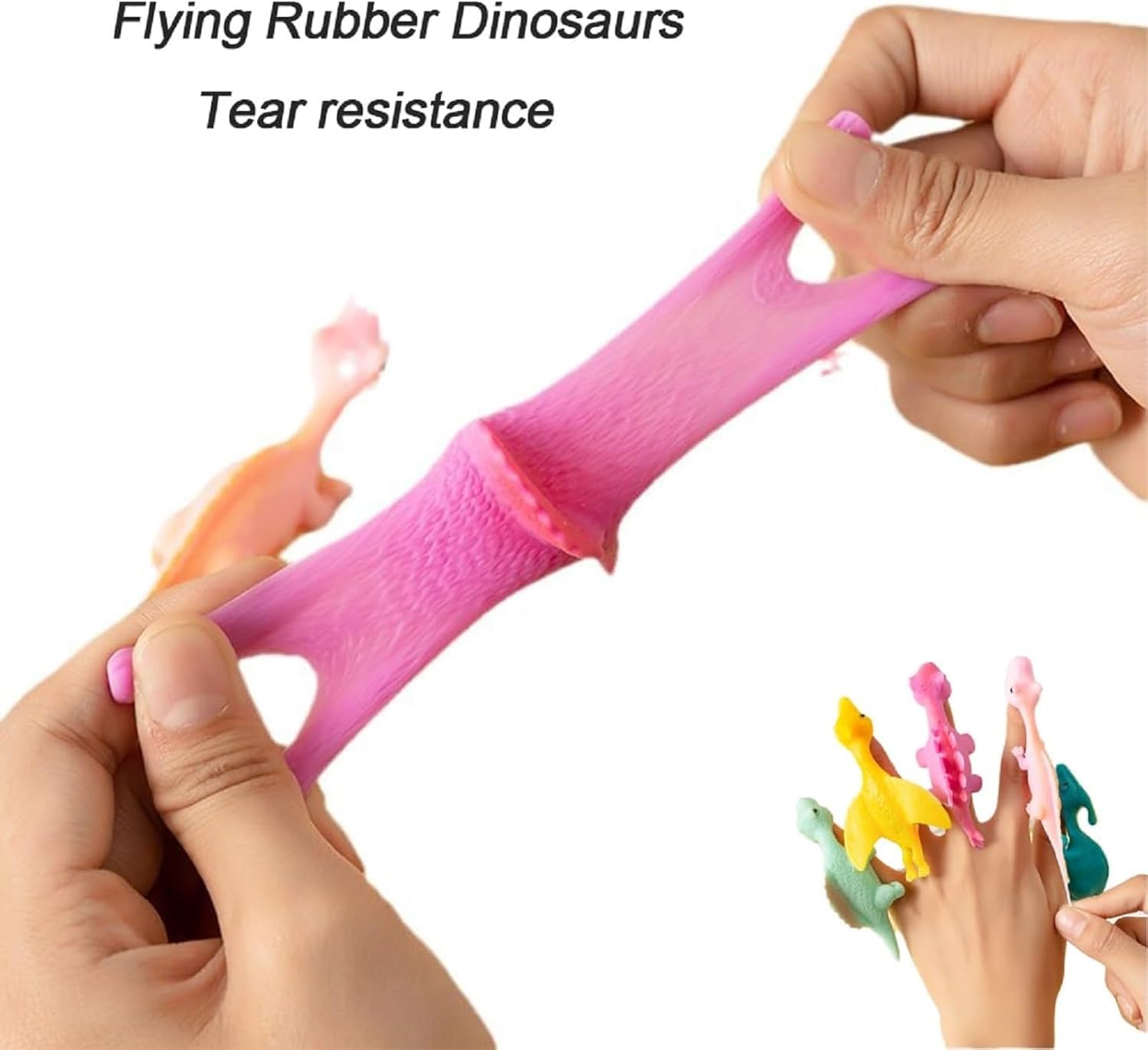 Stretchy Slingshot Dinosaur Finger Toys - 10pcs Sticky Elastic Dino Catapult for Kids, Fun Stress Relief & Party Favors - Perfect for Office Desk Toys, Classroom Rewards, and Birthday Party Games