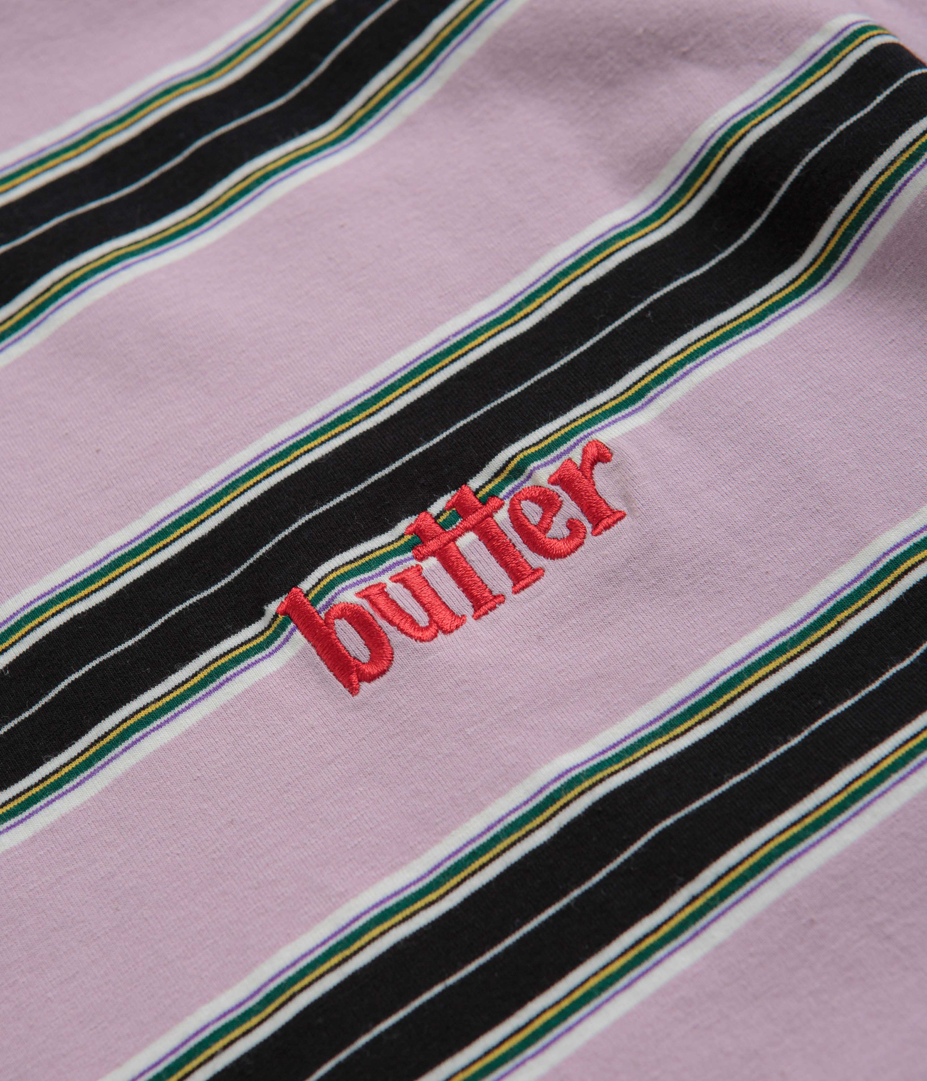 Butter Goods Striped T-Shirt for Men - Black & Berry Color - Casual Wear & Street Style Outfit
