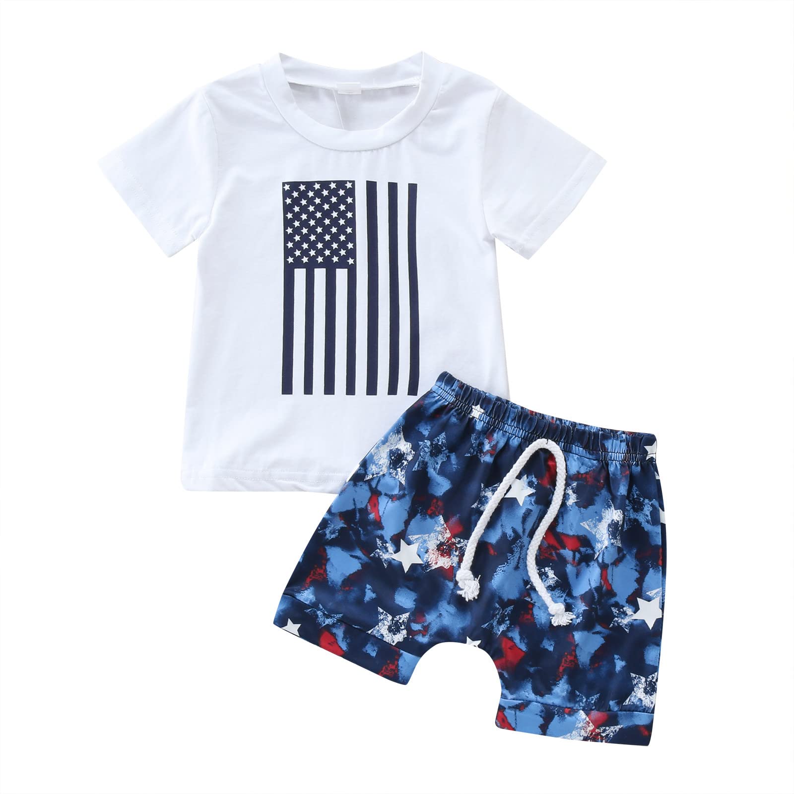 4th of July Patriotic T-Shirt for Toddlers - American Flag Short Sleeve Top for Boys & Girls (White, Size 2T) - Perfect for Independence Day Celebrations, Family BBQs, and Summer Festivals
