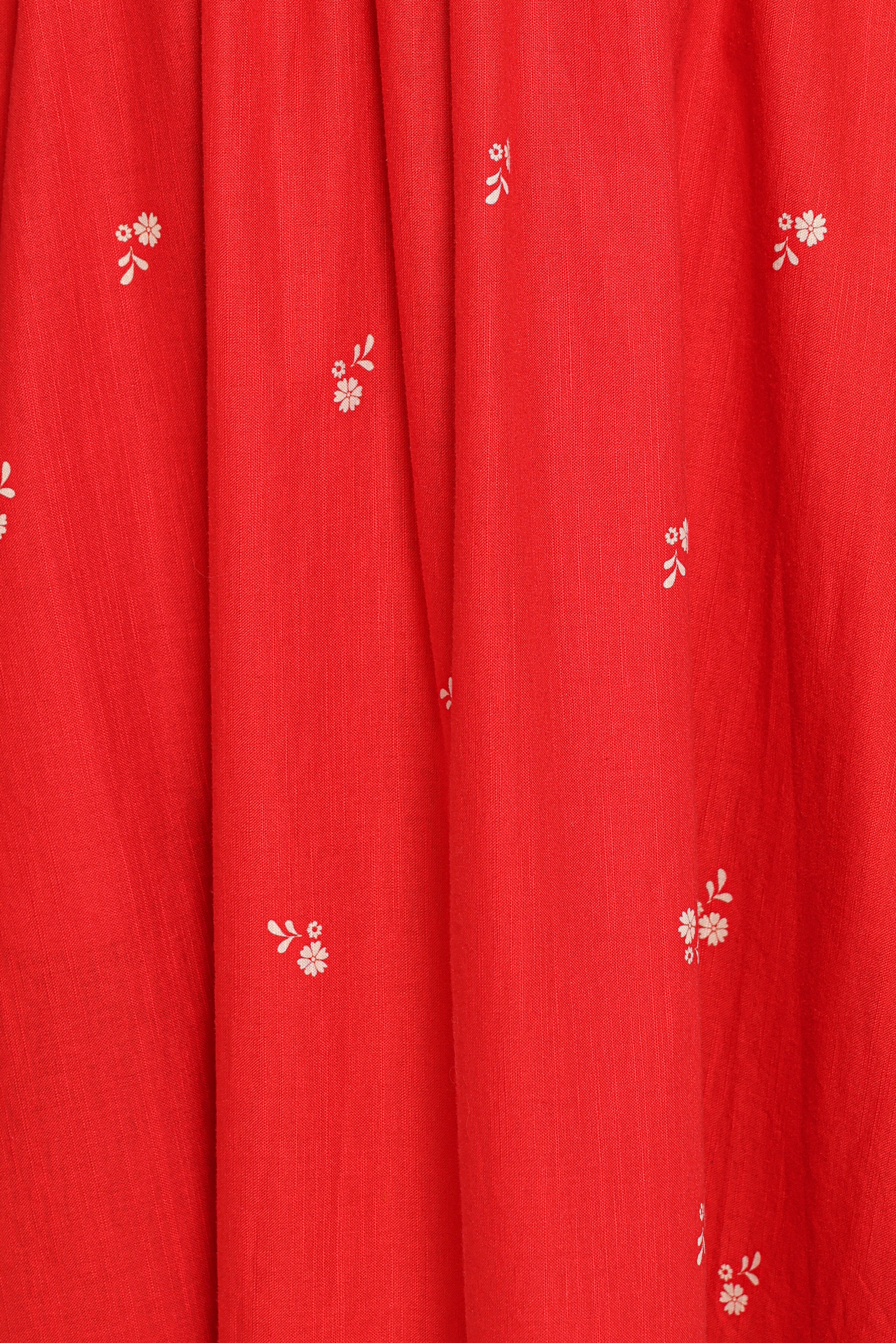 Stylish Domenica Shirred Long Sleeve Midi Dress with Red Floral Bandana Print - Perfect for Casual Outings, Date Nights & Spring Fashion