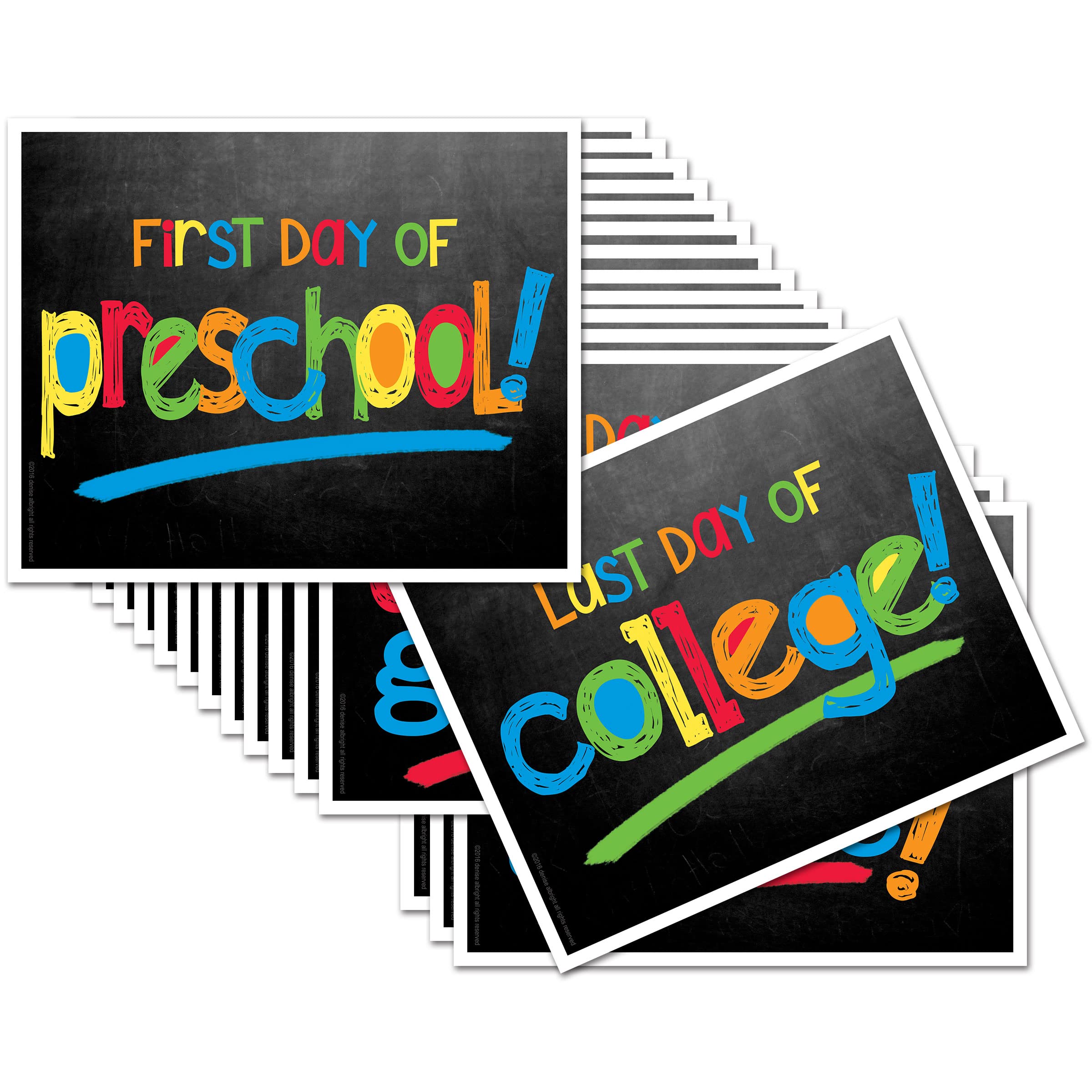 Class Keeper School Memory Kit with Photo Props & Sticker Set - Primary Stripes Design for Classroom Keepsakes, Yearbook Photos & Teacher Gifts