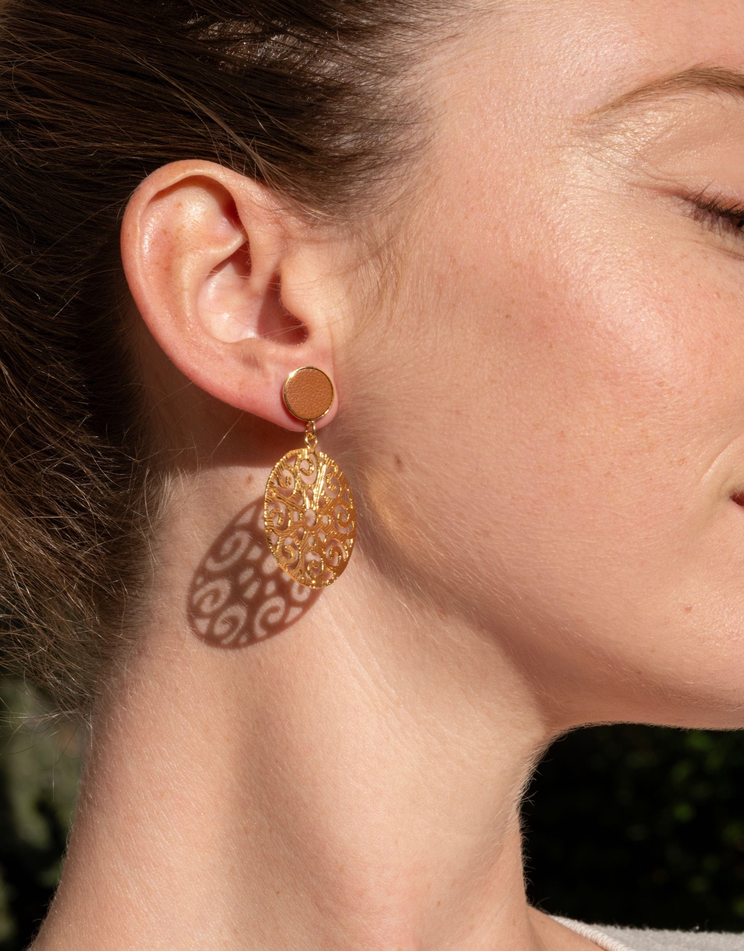 24K Gold Plated Stud Earrings for Women - Elegant Camel & Gold Hoop Earrings | Perfect for Daily Wear, Parties & Gift Giving
