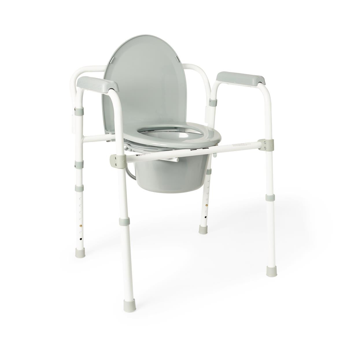 3-in-1 Folding Steel Commode Chair - Portable Toilet Seat with Adjustable Height for Elderly & Disabled - Home Care, Hospital & Travel Use