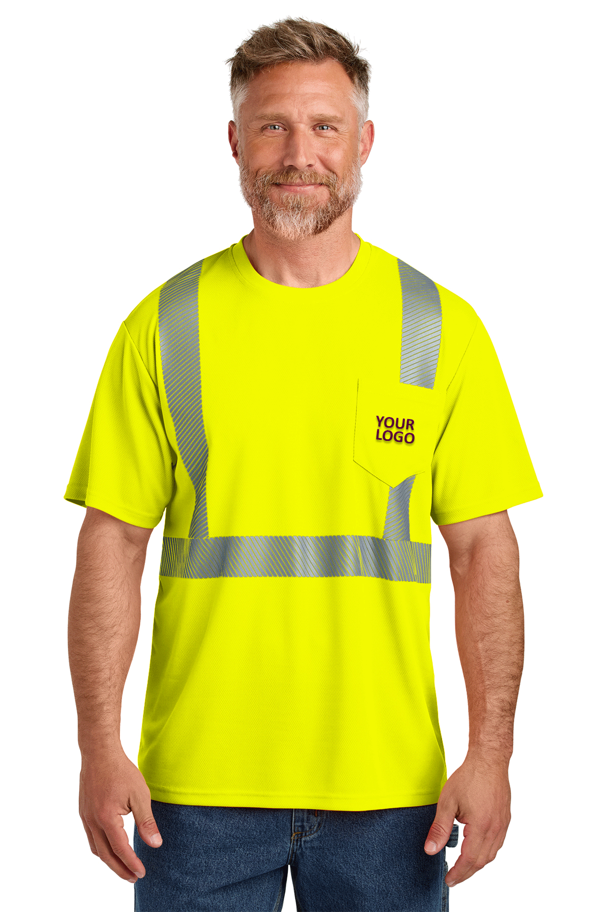 CornerStone ANSI 107 Class 2 Segmented Reflective Safety Tape Tees - High Visibility Workwear for Construction, Road Workers & Emergency Responders