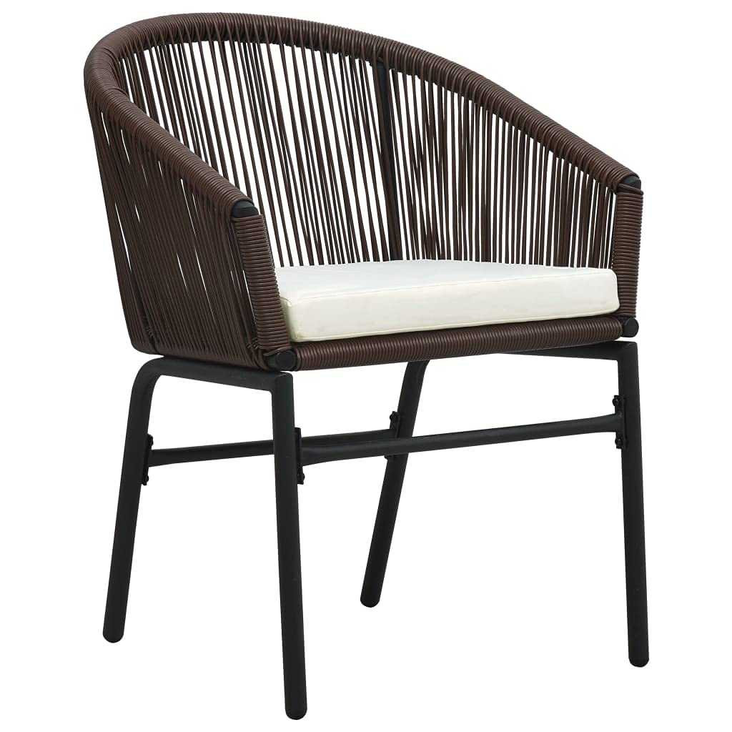 3-Piece Outdoor Bistro Set with Cushions - Patio Dining Table and Chairs, All-Weather PVC Rattan Furniture in Brown - Perfect for Garden, Balcony, and Backyard Relaxation