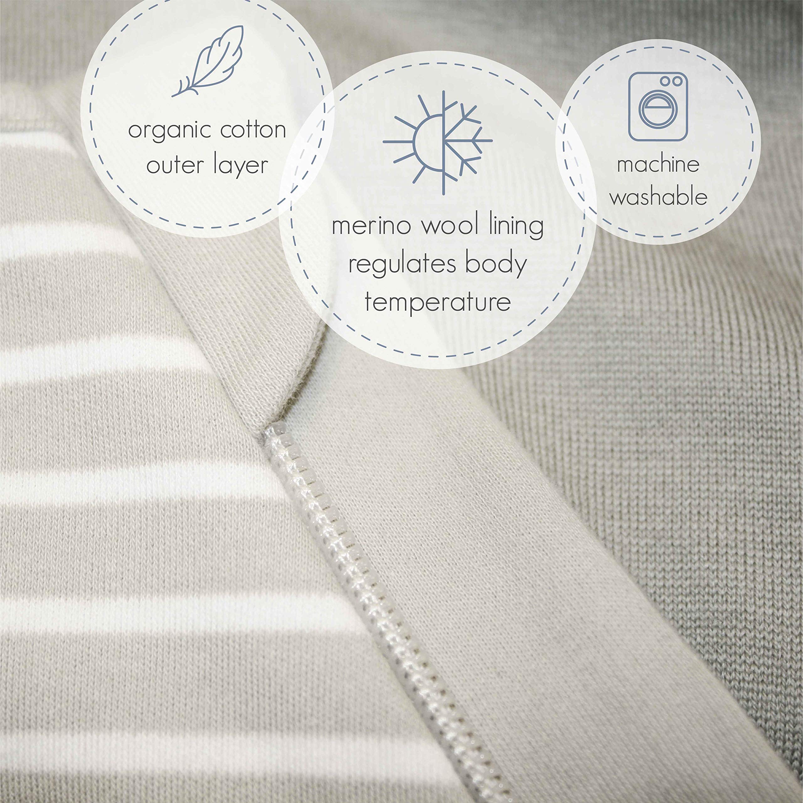 Woolino Merino Wool & Organic Cotton Baby Sleep Sack - 4 Season Wearable Blanket for Infants & Toddlers (6-18 Months) - Two-Way Zipper, Panda Design - Perfect for Nursery, Daycare & Travel