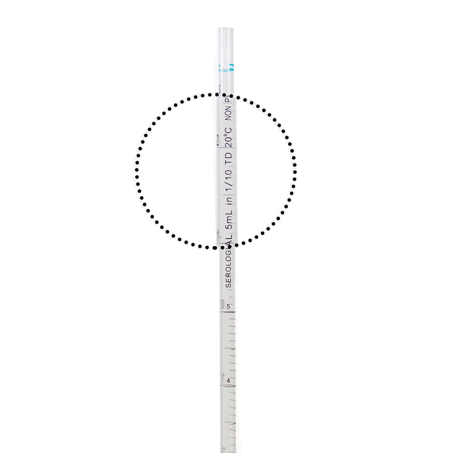50-Pack Disposable Serological Pipettes 5ml 1/10 Blue Scale - Individually Wrapped, Sterile Lab Pipettes for Medical Research, Cell Culture & Laboratory Testing