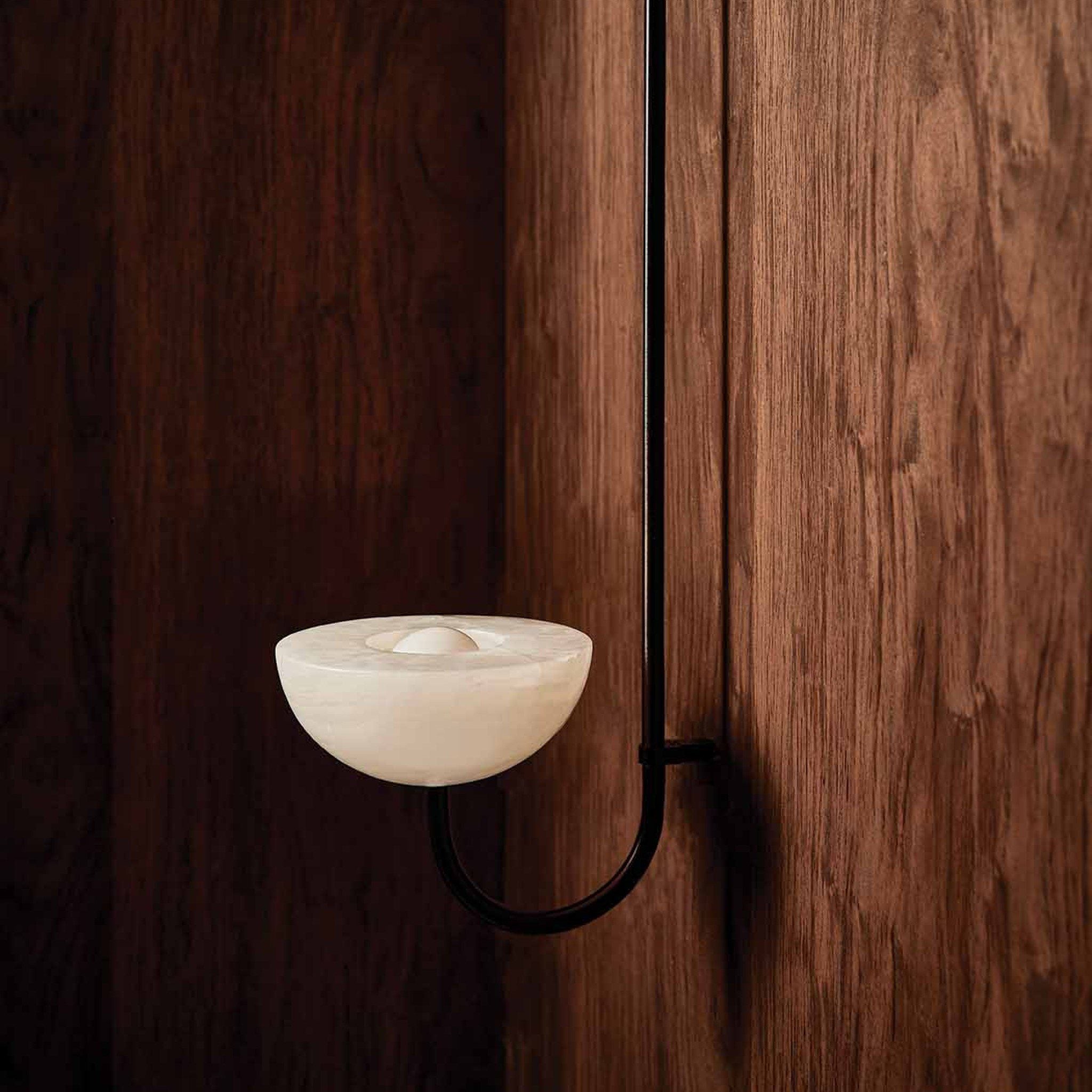 PRE ORDER MARZ DESIGNS Aurelia Wall Light - White Onyx & Brushed Black Finish - 2 Size Options - Modern Sconce Lighting for Bedroom, Living Room & Hallway