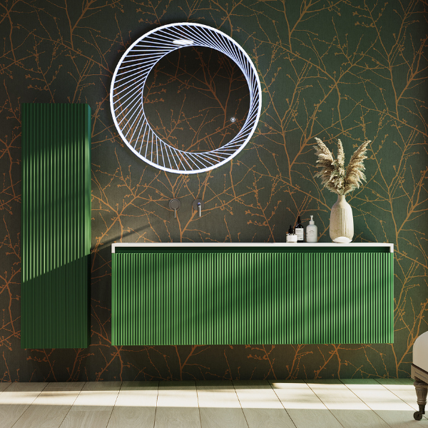 Belbagno Rimini Wall Mounted Bathroom Vanity in Rainforest Green - Modern Floating Sink for Small Bathrooms & Powder Rooms