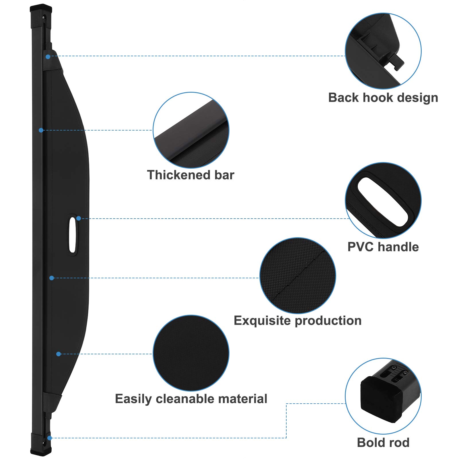 ECCPP Retractable Cargo Cover for 2019-2023 Hyundai Santa Fe 2.0L 2.4L SUV | Trunk Shade & Luggage Protector | Universal Fit 5-Seater SUV Accessory | Perfect for Road Trips, Grocery Hauling & Vehicle Security