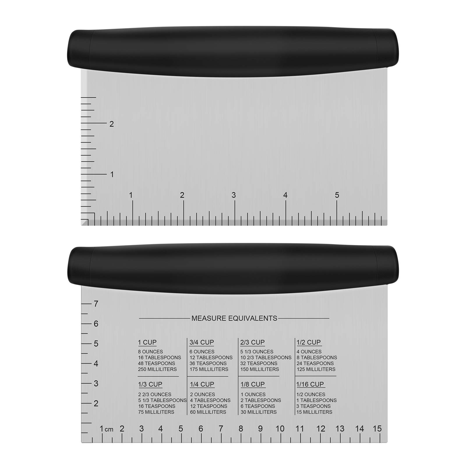 Stainless Steel Dough Scraper & Cutter with Measuring Marks - Multi-Purpose Metal Griddle Scraper, Pastry Chopper & Bench Scraper for Baking, Cooking - Perfect for Pizza Dough, Pastry Making & Kitchen Prep (1 Pack)