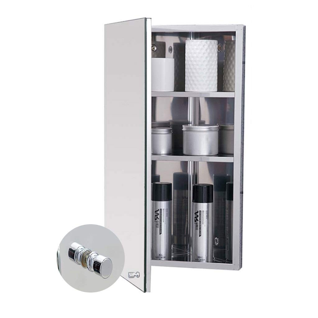 Corner Mirror Cabinet for Bathroom - Stainless Steel Triangle Wall Cabinet with 3-Tier Storage, Silver (36x60x19cm) - Perfect for Small Bathrooms, Powder Rooms & Vanity Areas