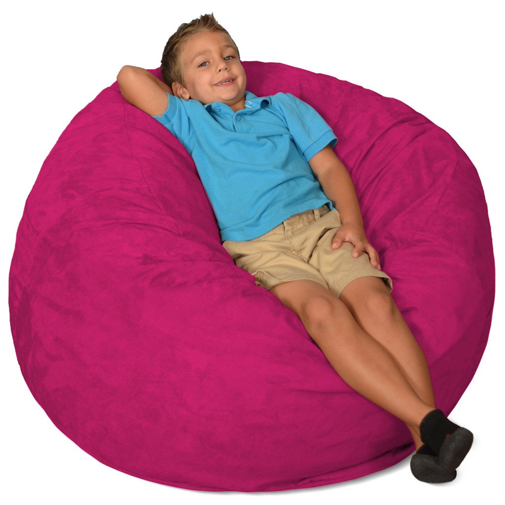 3 ft Memory Foam Bean Bag Chair - Ultra Soft Magenta Micro Suede for Adults & Teens | Perfect for Gaming, Lounging, Dorm Room & Bedroom Decor