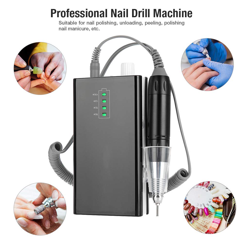 Professional Cordless Electric Nail Drill Kit - 30000 RPM Rechargeable Manicure Pedicure Tool with 6 Bits & LED Light | Perfect for Home Salon, Nail Art & DIY Nail Care