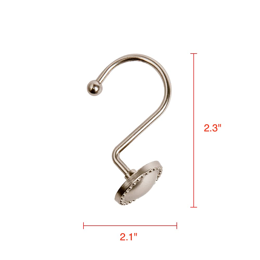 Utopia Alley Shower Curtain Hooks - 12 Pack Rustproof Brushed Nickel Bathroom Shower Rings for Curtains & Liners - Durable & Stylish for Home, Apartment, and Hotel Use