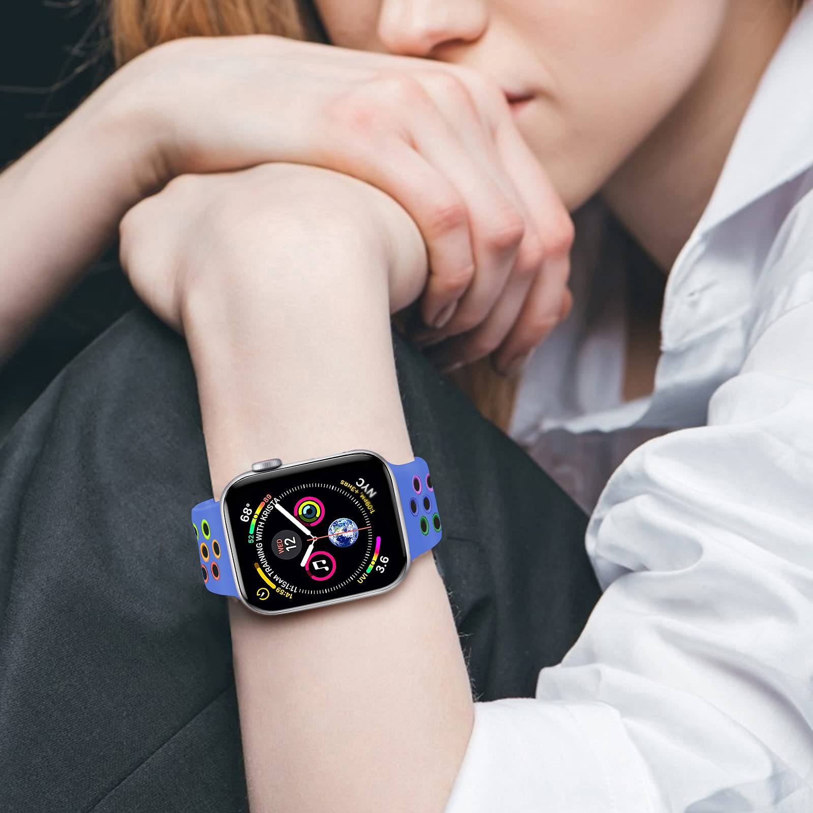 Rainbow Sport Silicone Apple Watch Bands - Compatible with 38mm/40mm/41mm/42mm/44mm/45mm/49mm iWatch SE & Series 9/8/7/6/5/4/3/2/1 - Soft Breathable Replacement Strap for Women & Men - Perfect for Running, Gym & Daily Wear