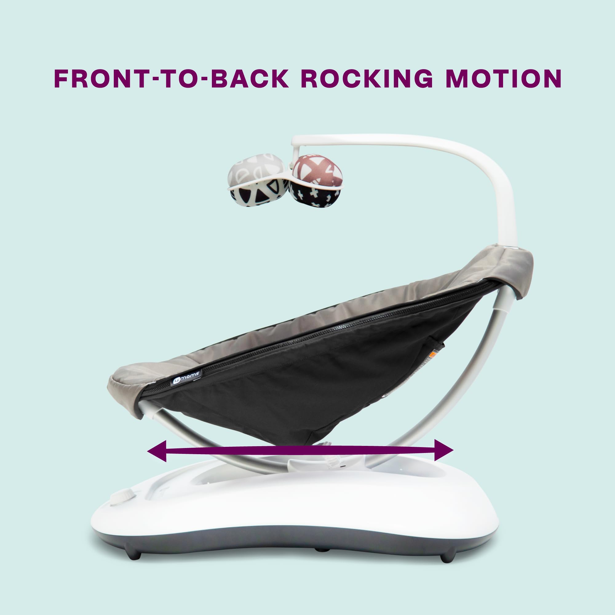 4moms RockaRoo Baby Rocker - Front to Back Gliding Motion Infant Swing, Graphite Grey - Perfect for Soothing Newborns & Toddlers at Home or On-the-Go