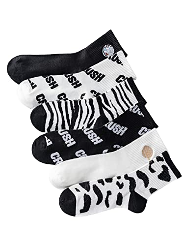 WDIRARA Women's 6-Pack Cotton Crew Socks - Soft Casual Knit Ankle Socks for Everyday Wear, Workout & Lounge - Assorted Colors