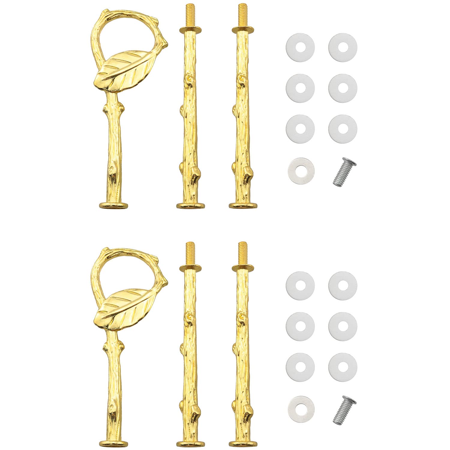 2PCS 3-Tier Golden Leaf-Shaped Cake Stand with Hardware Handles - Perfect for Wedding, Birthday Party & Dessert Display (Includes Screws & Flat Washers) | Elegant Cupcake Tower for Special Occasions & Home Decor