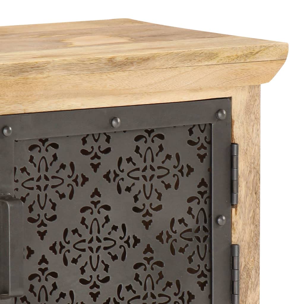 Retro Solid Mango Wood TV Stand with Steel Doors - Modern TV Unit Entertainment Center for Living Room & Bedroom - Stylish Sideboard Console for Home Theater Setup & Media Storage