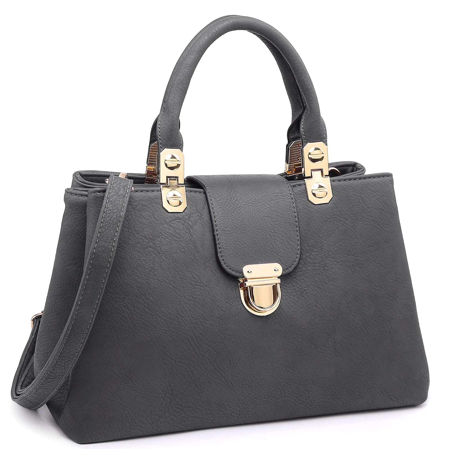 Dasein Women's Vegan Leather Satchel Handbag - Medium Top Handle Tote Shoulder Purse for Work, Travel & Everyday Use