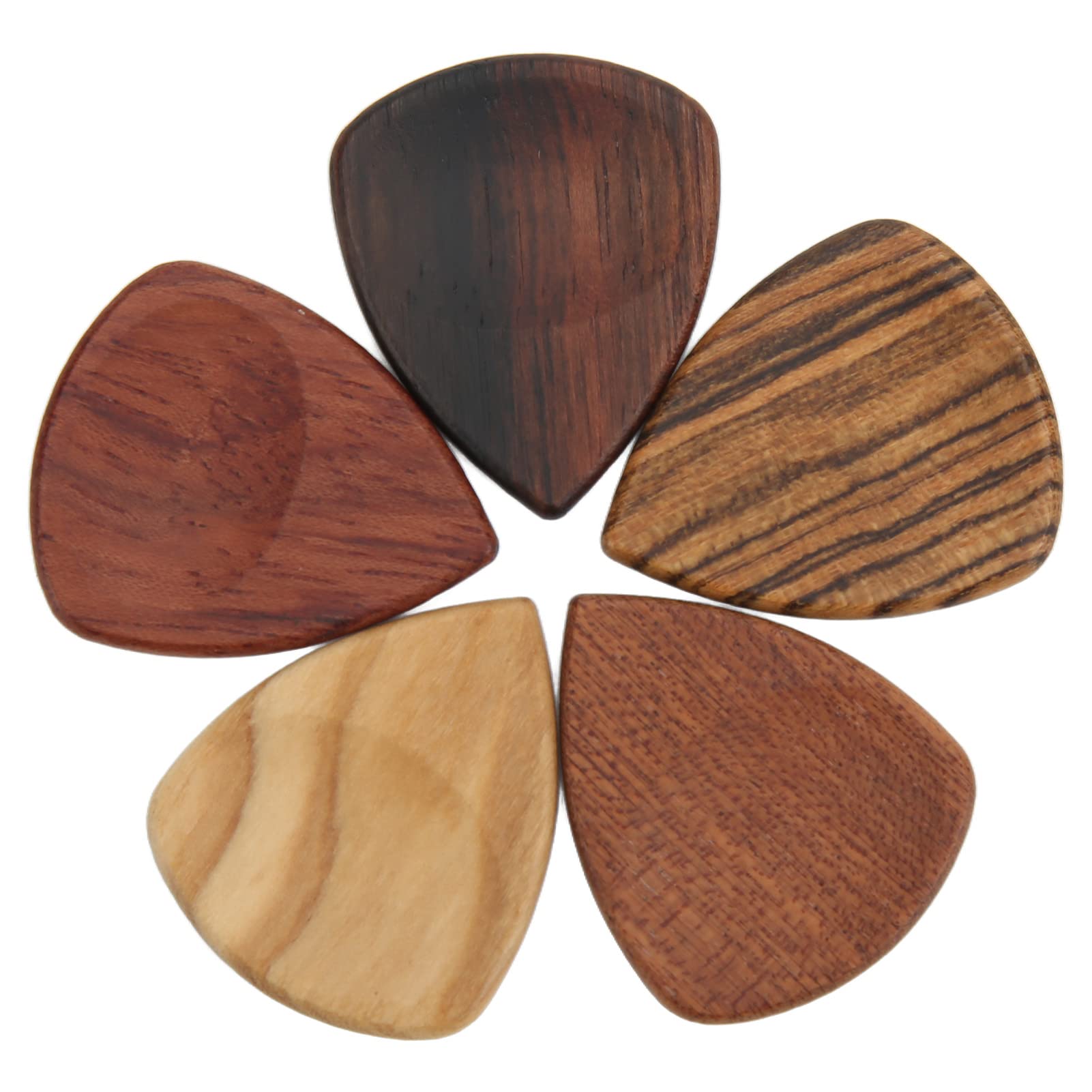 Premium Wooden Guitar Picks - 5 Pack Handcrafted Non-Slip Grooved Plectrums for Acoustic & Electric Guitar - Perfect for Stage Performance, Practice & Professional Musicians
