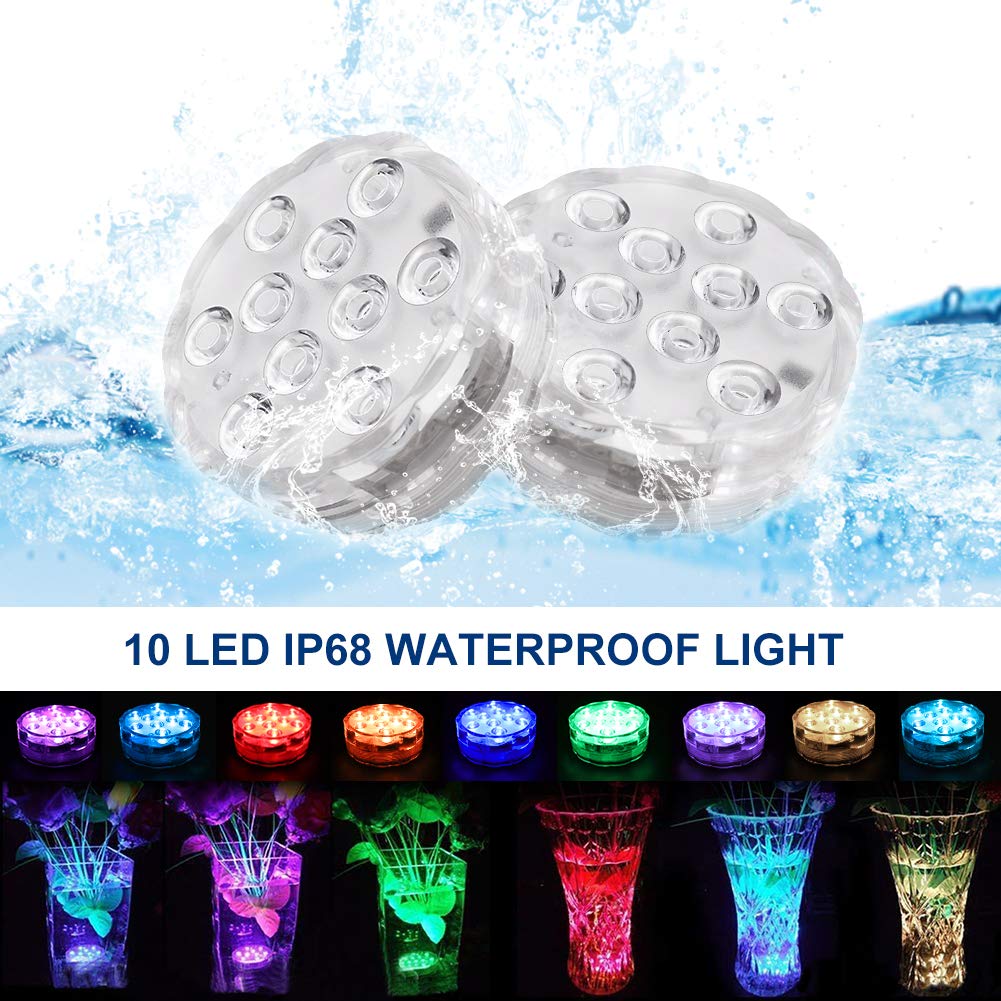 16 Color Changing Submersible LED Lights with Remote Control - Waterproof Pool Lights for Above Ground Pools, Aquariums, Vases & Ponds | Battery Operated Decorative Lighting for Parties, Weddings & Home Decor