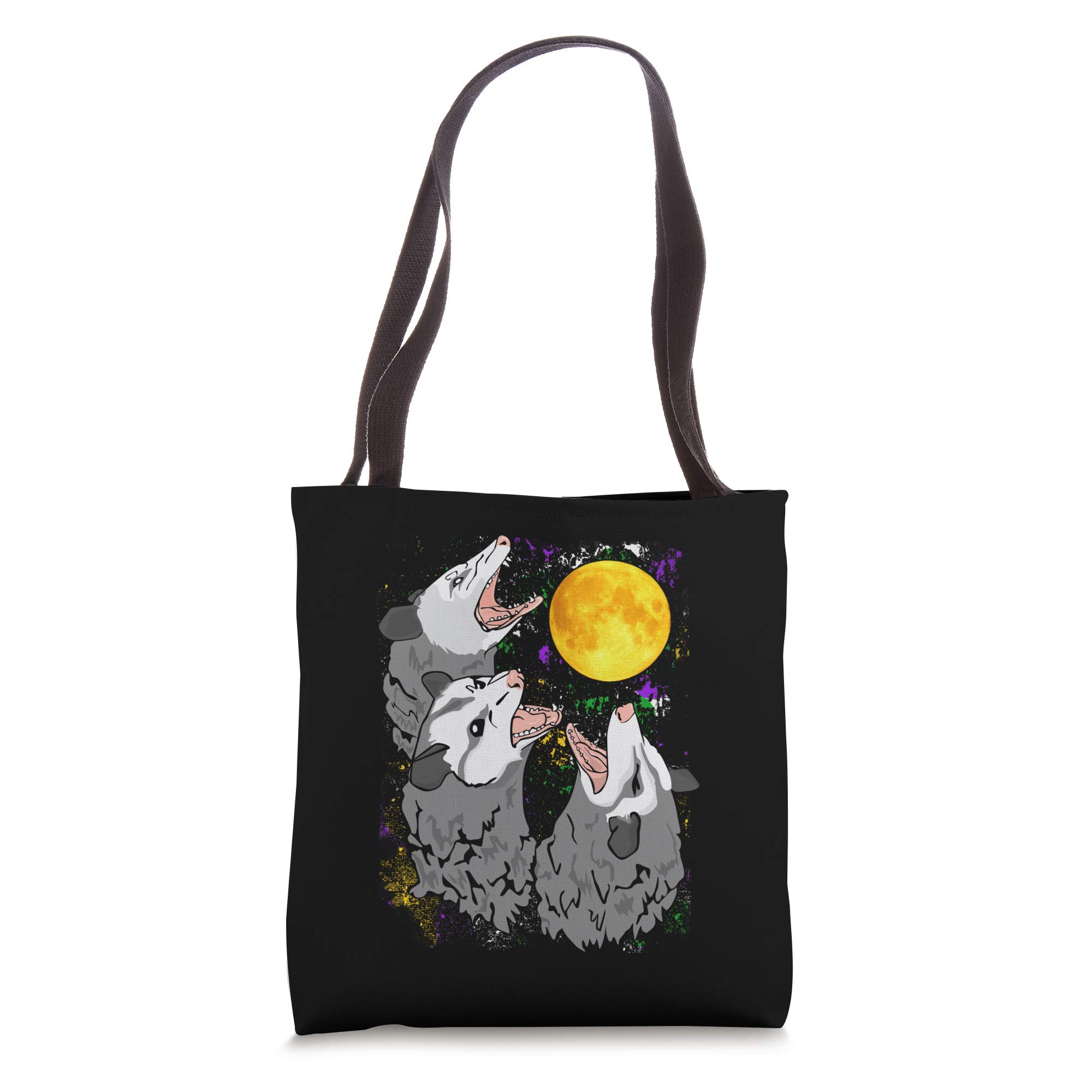 Funny Three Opossum Dead Moon Possum Tote Bag - Unique Gifts for Adults & Halloween Costume Accessories - Perfect for Grocery Shopping, Beach Trips & Comic Con Events