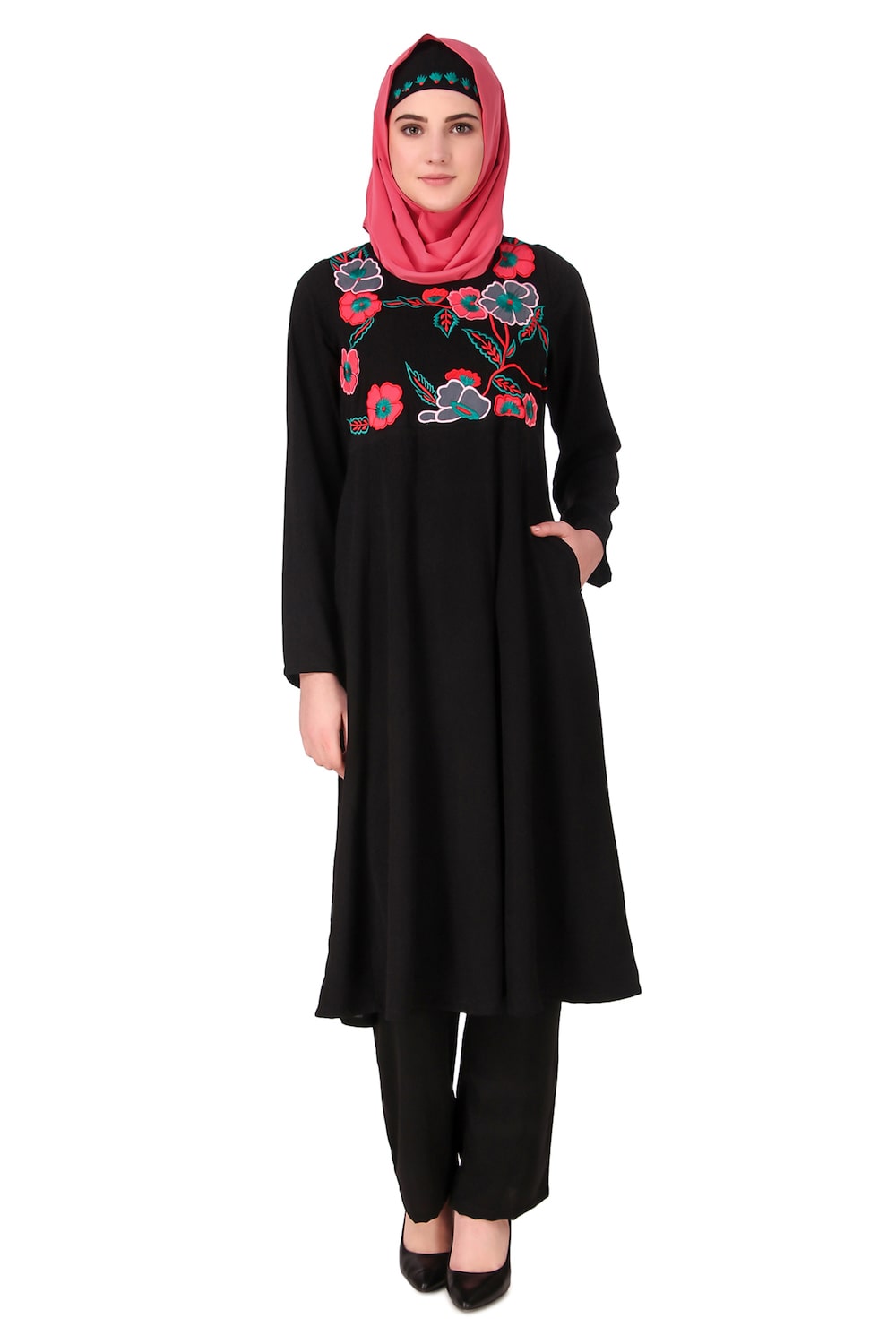 Floral Patchwork Semi Circular Salwar Kameez - Traditional Indian Ethnic Dress for Women | Perfect for Weddings, Festivals & Special Occasions