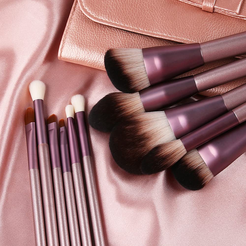 Professional 12-Piece Wooden Handle Makeup Brush Set - Foundation, Concealer, Blush & Eyeshadow Brushes with Beauty Blender & Makeup Bag | Perfect for Daily Makeup, Professional Salon Use & Travel Essentials
