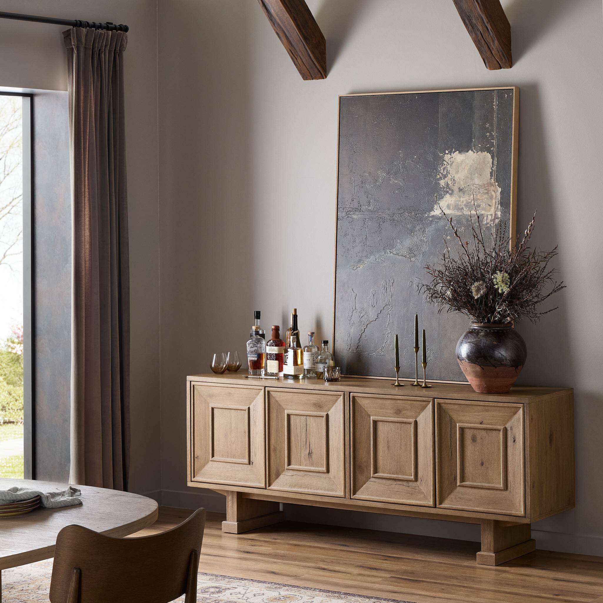 Adela Sideboard - Modern Drifted Oak Veneer Buffet Cabinet for Dining Room & Living Room Storage