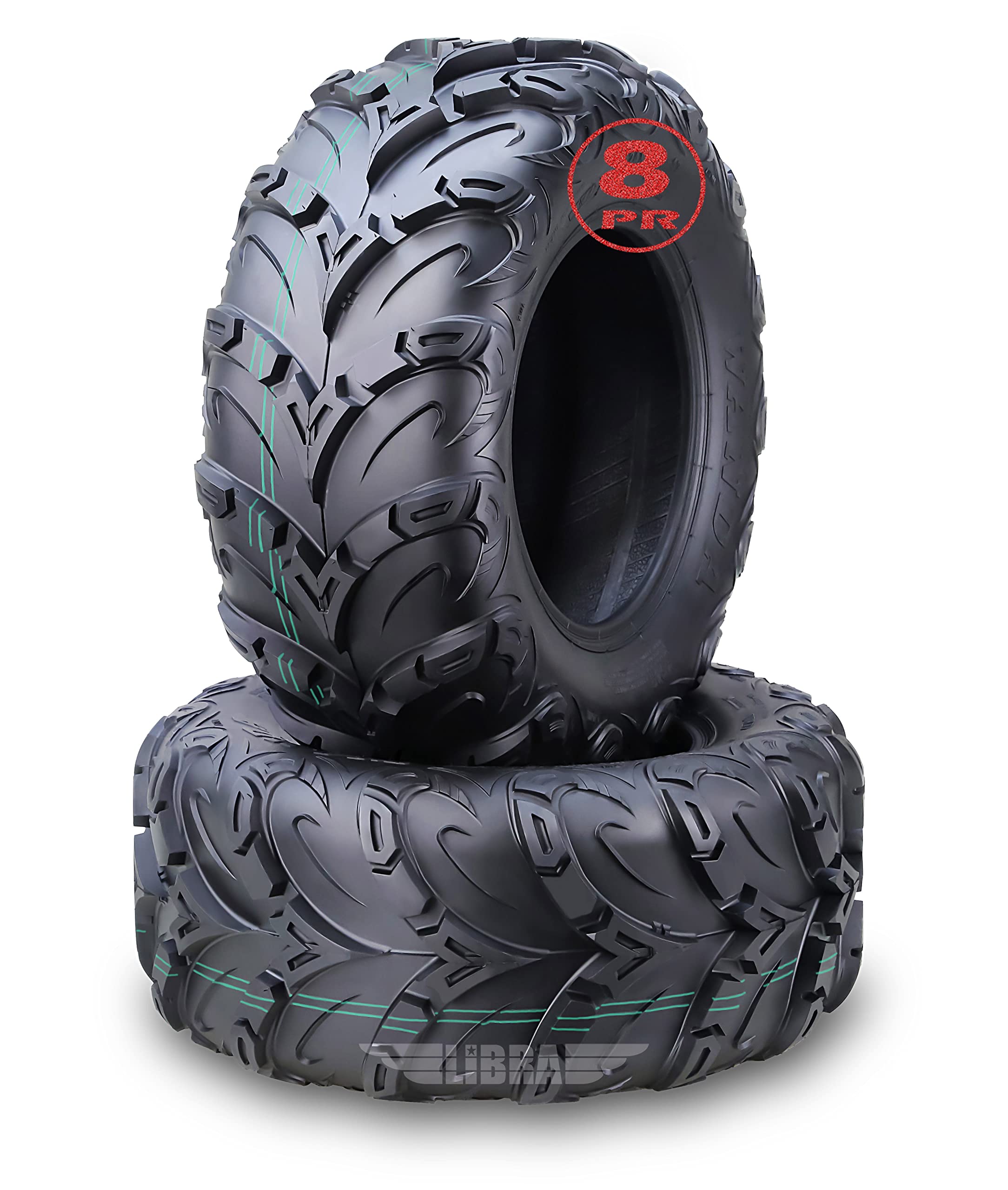 Premium 8 Ply ATV/UTV Tires 24x8-12 24x8x12 - Heavy Duty Mud Terrain Tires for All-Terrain Vehicles - Set of 2 - Ideal for Off-Roading, Hunting & Farm Work
