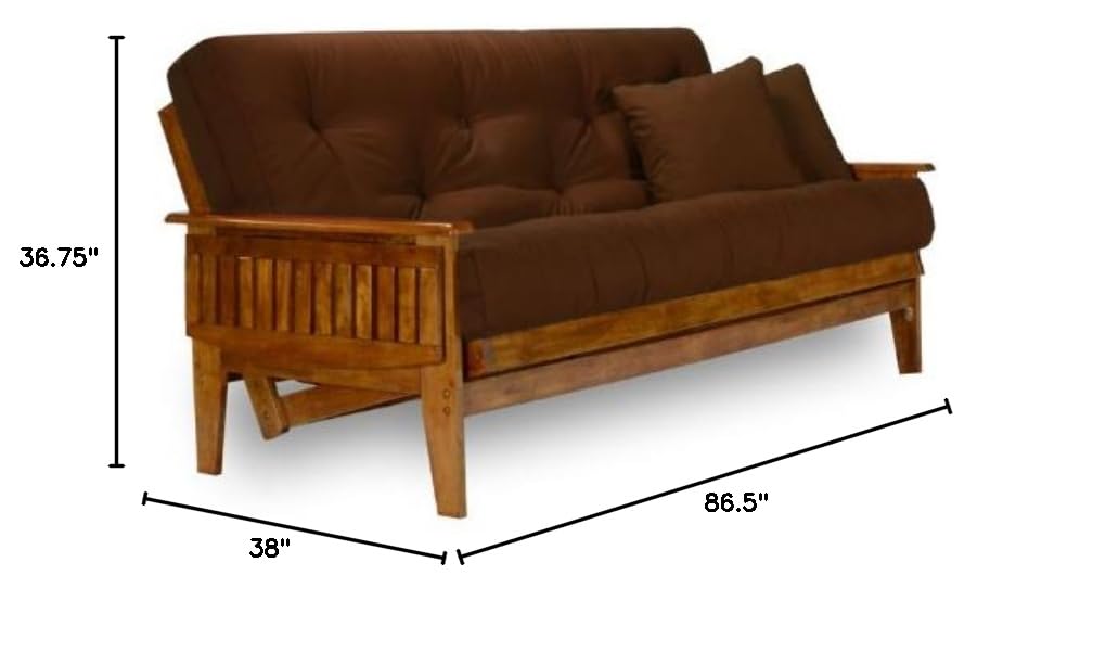 Nirvana Futons Eastridge Solid Hardwood Queen Size Futon Frame Only - Perfect for Small Spaces, Guest Rooms & Home Offices