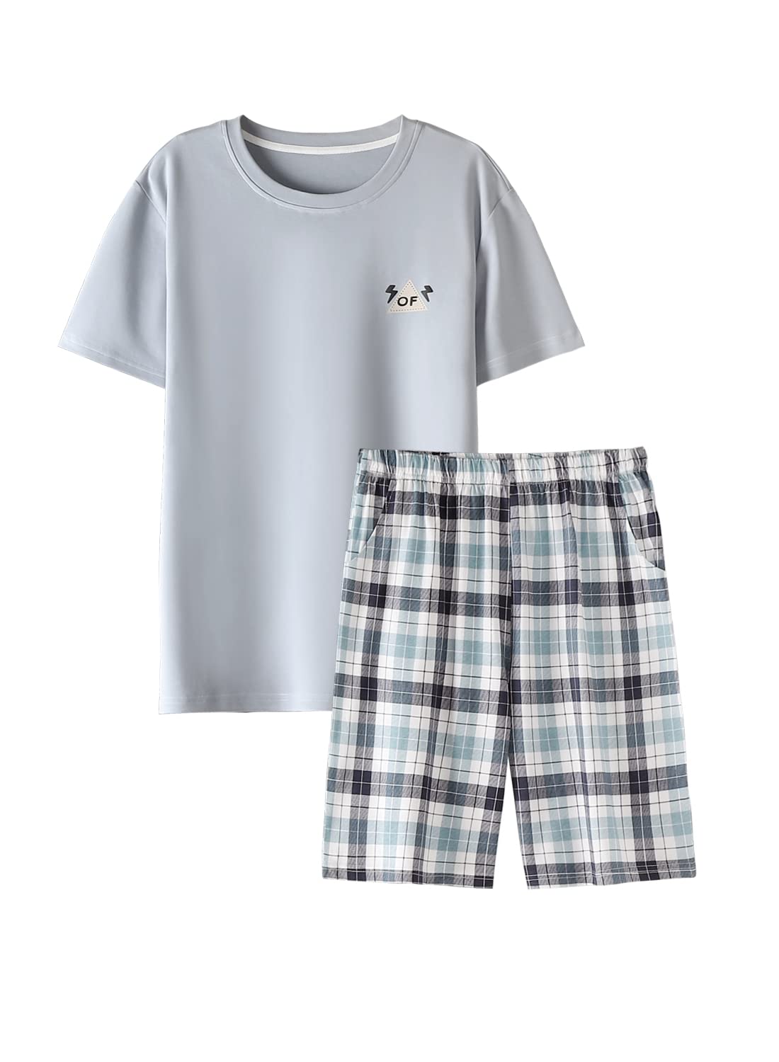 Boys' Classic Plaid Cotton Pajama Set - Comfortable Sleepwear Shorts for Teens (Sizes 10-16) - Perfect for Sleepovers, Lounging & Summer Nights