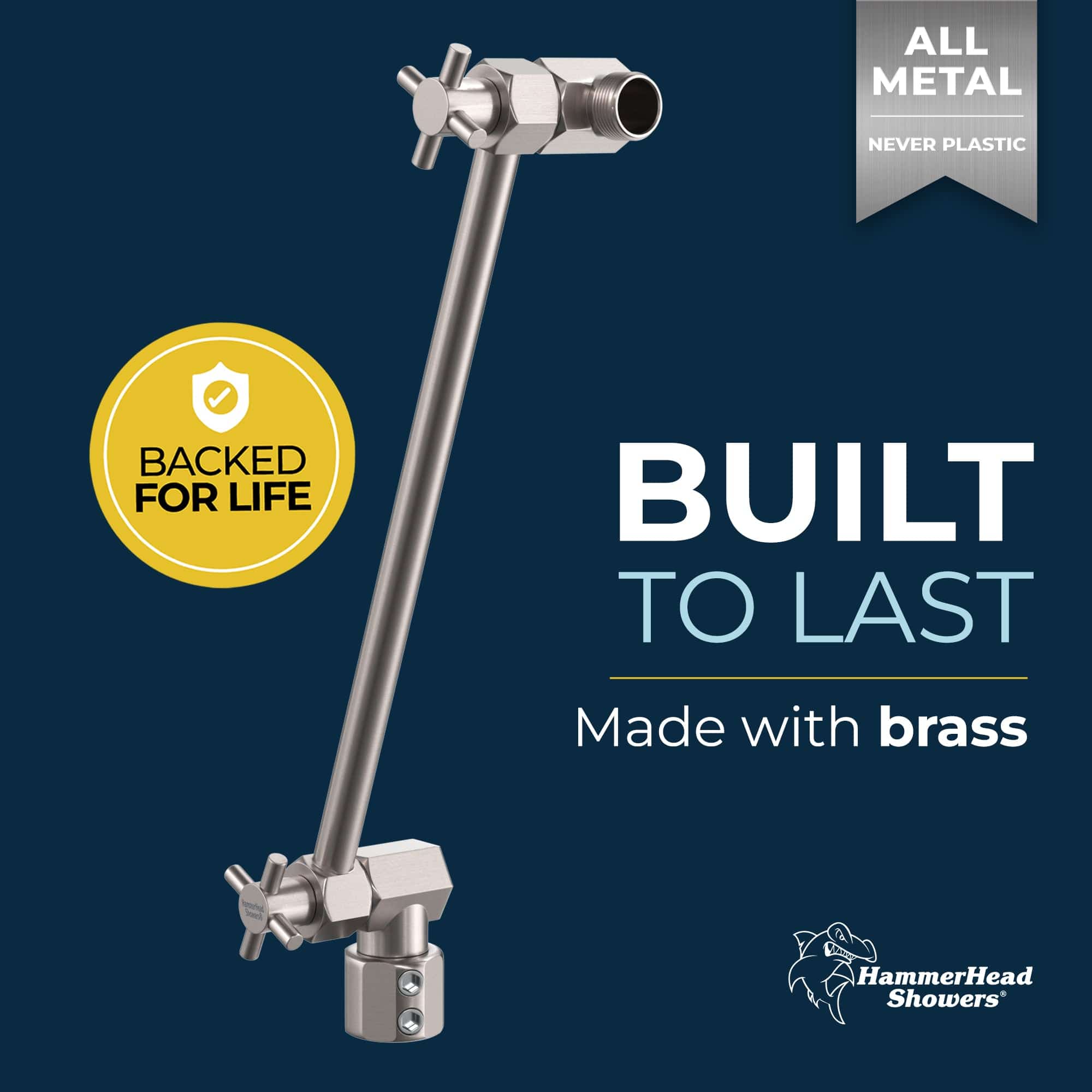 All Metal Adjustable Shower Arm Extension - Extendable Shower Pipe for Height Adjustment, Perfect for Bathroom Renovation & Comfortable Showering Experience
