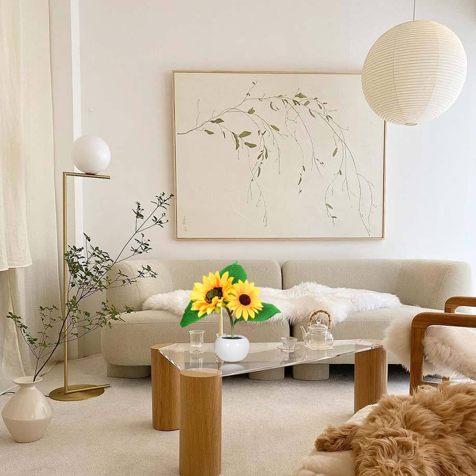 Sunflower LED Potted Plant Lamp - Yellow Floral Night Light with Fake Flowers for Home, Christmas, Party & Festival Table Decor - Perfect for Bedroom, Living Room & Gift Giving