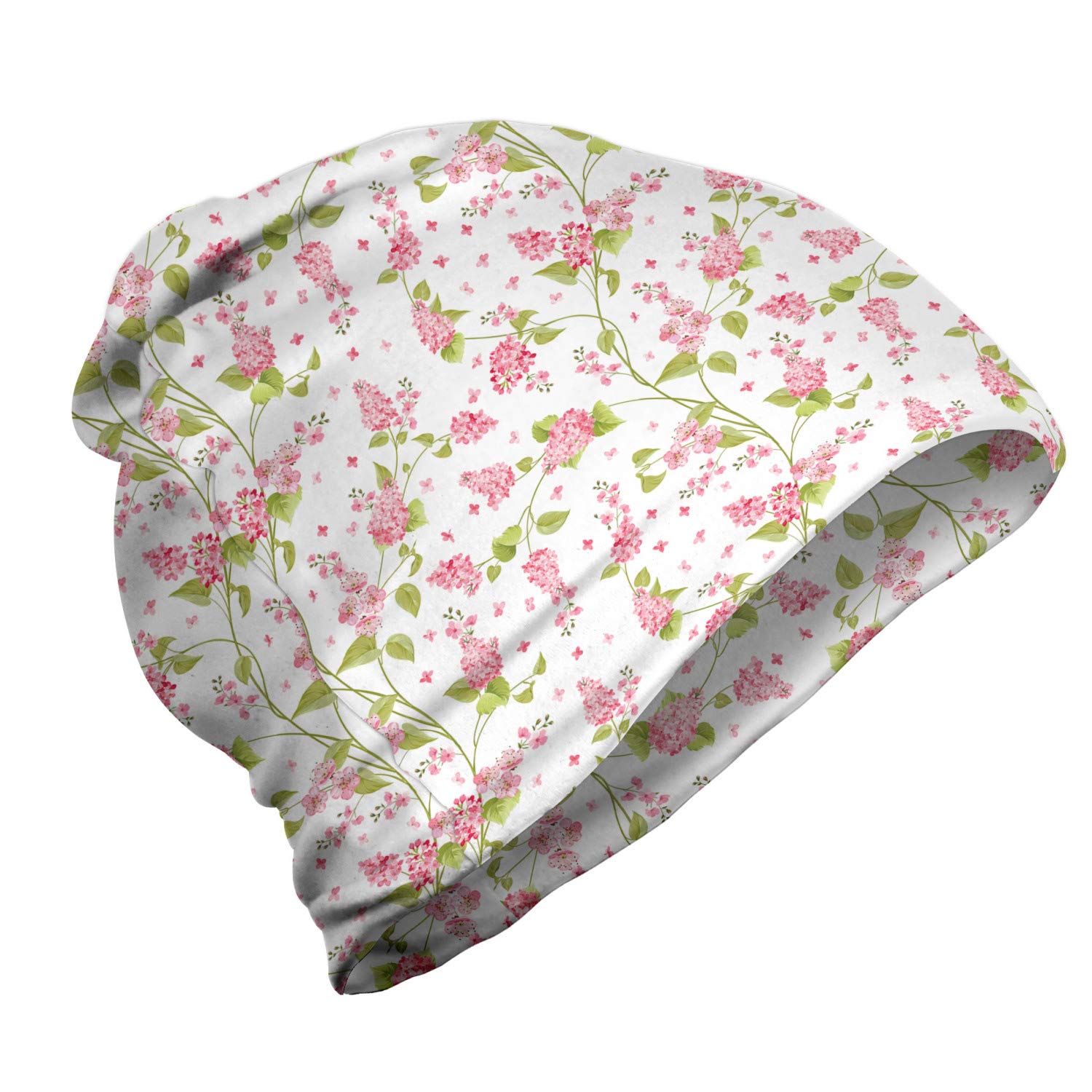 Ambesonne Unisex Beanie - Nature Blossom Buds Design, Soft Warm Winter Hat for Men & Women, Perfect for Hiking, Camping, and Outdoor Activities in Cold Weather