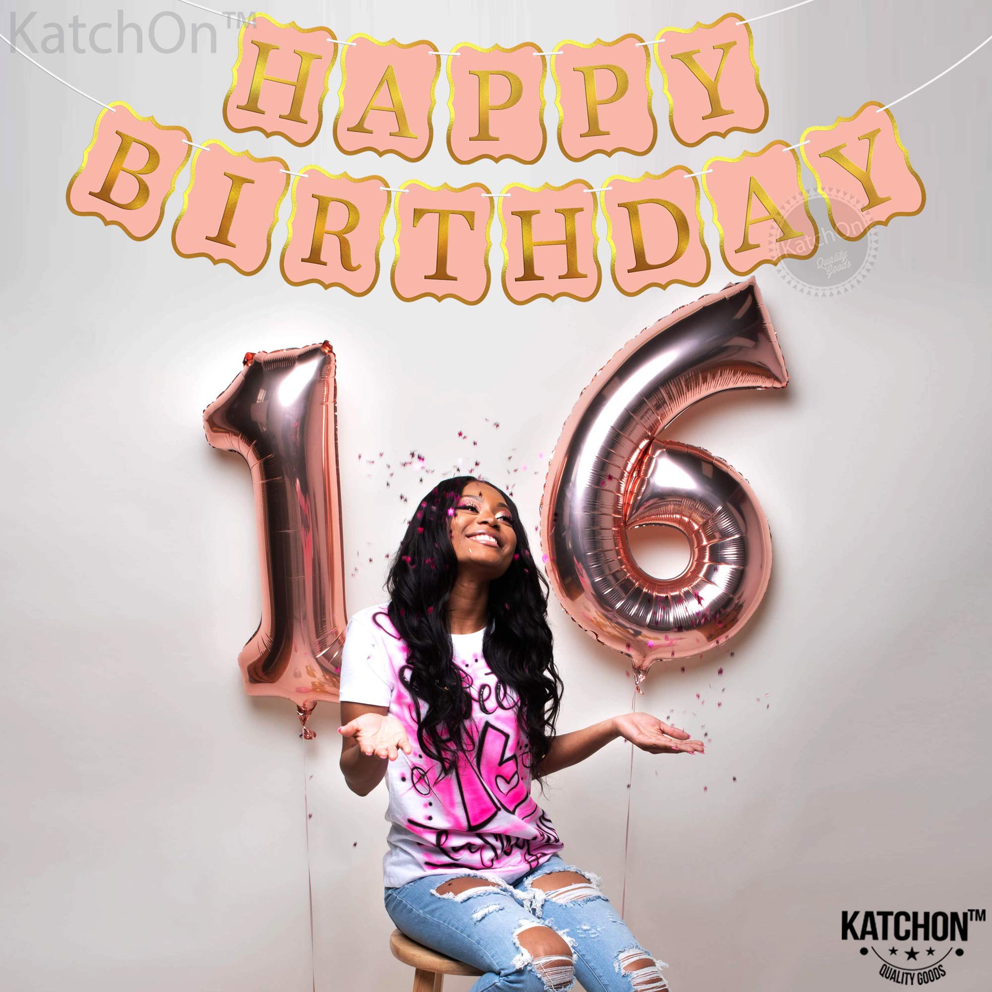 KatchOn 10ft Peach Happy Birthday Banner - No DIY Backdrop Sign for Birthday Party Decorations | Perfect for Indoor & Outdoor Celebrations, Baby Showers, and Festive Events