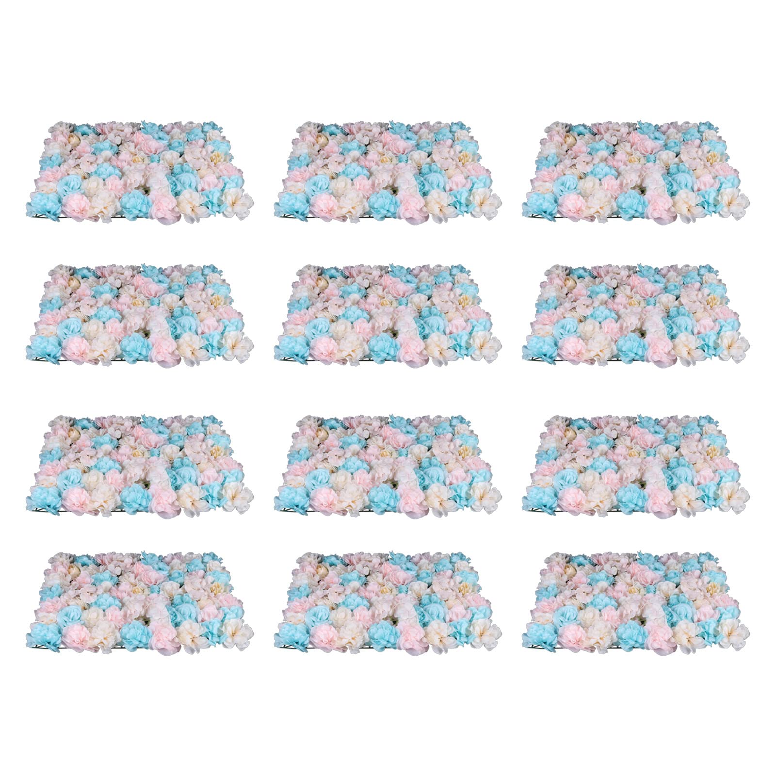 12pcs Artificial Rose Vine Flowers - Blue & Pink Silk Fake Roses for DIY Wedding Bouquets, Wall Decor, Home Party, and Event Decoration